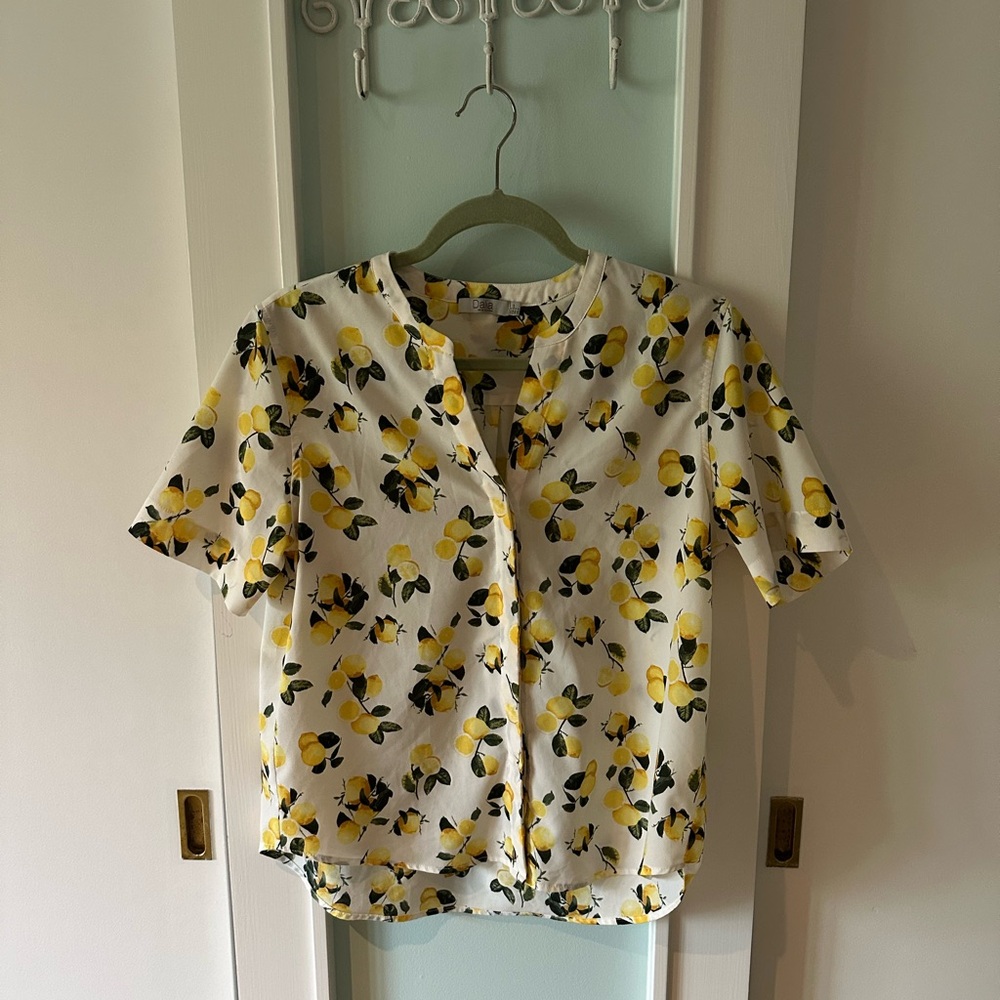 Dalia Lemon Pattern Button Down Shirt - Yellow and Black